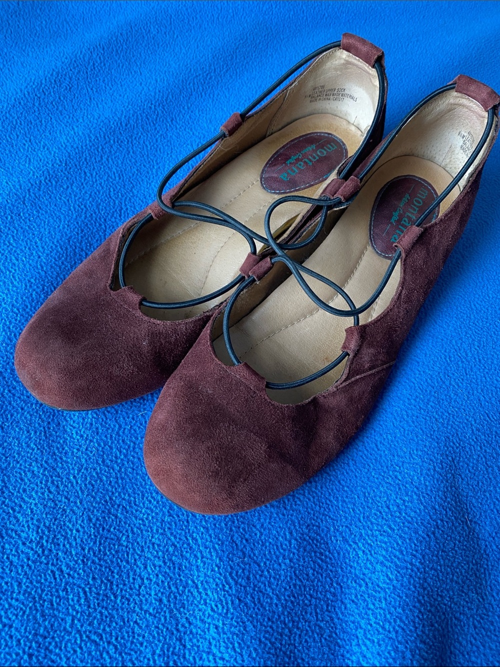 Montana Plum Suede Ballet Flats with Cross-Strap